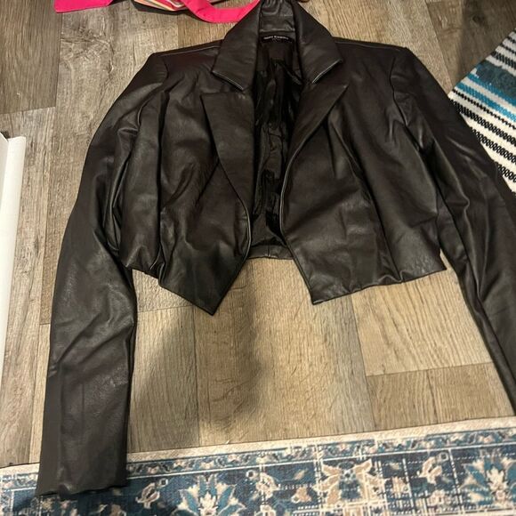 Naked Wardrobe Crop Faux Leather Jacket M - Picture 7 of 12